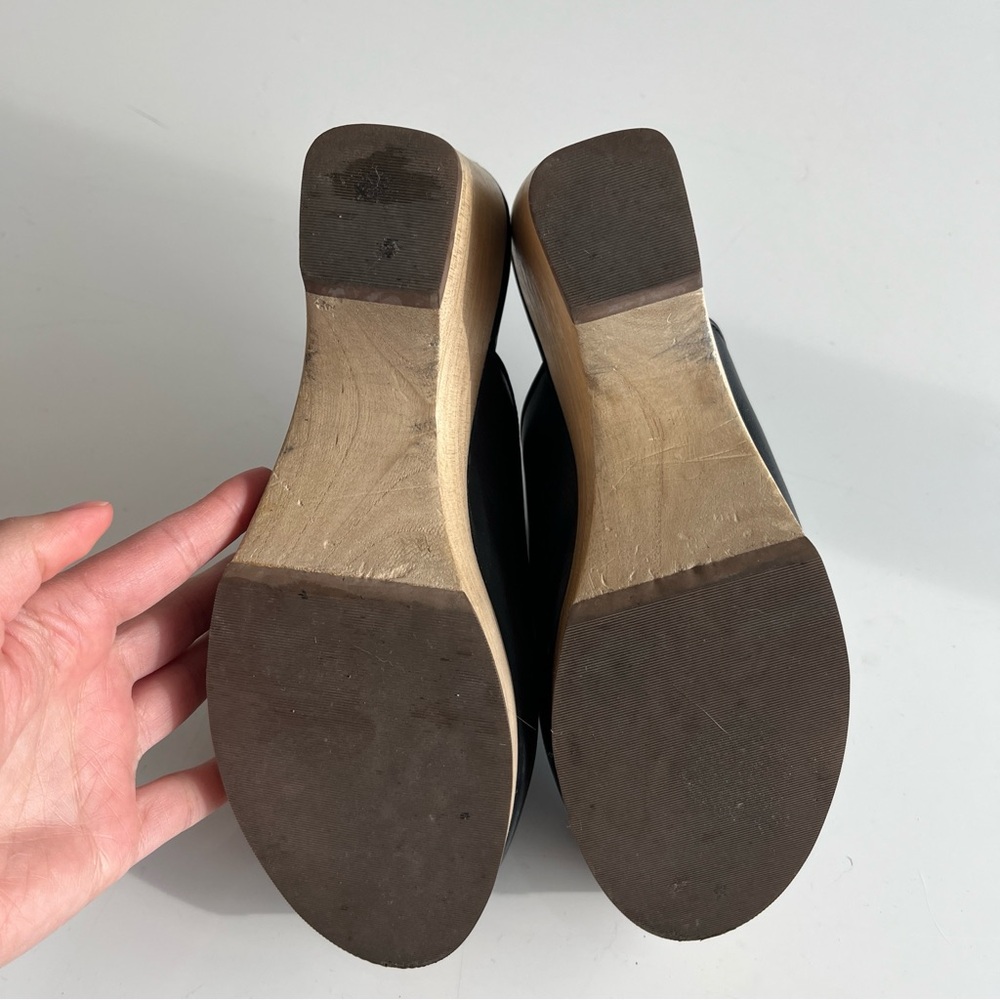 Everlane black leather clog wooden heel size 6.5 - Picture 6 of 8